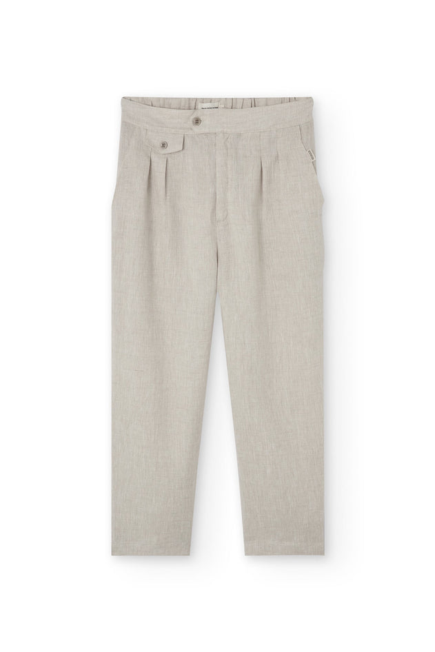 Bijoux Linen Pleated Trousers Beige