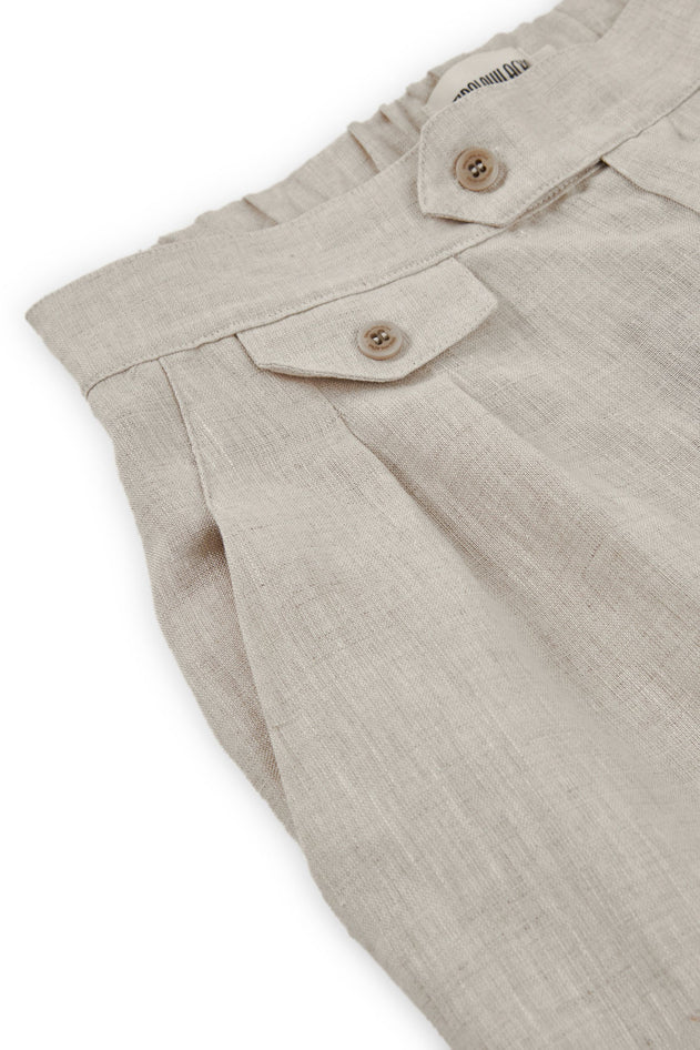 Bijoux Linen Pleated Trousers Beige