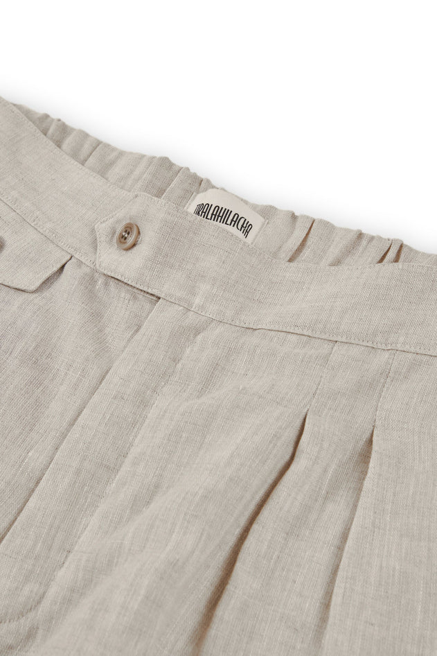 Bijoux Linen Pleated Trousers Beige