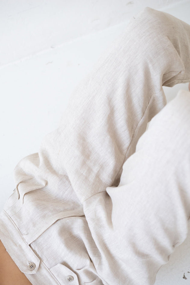 Bijoux Linen Pleated Trousers Beige