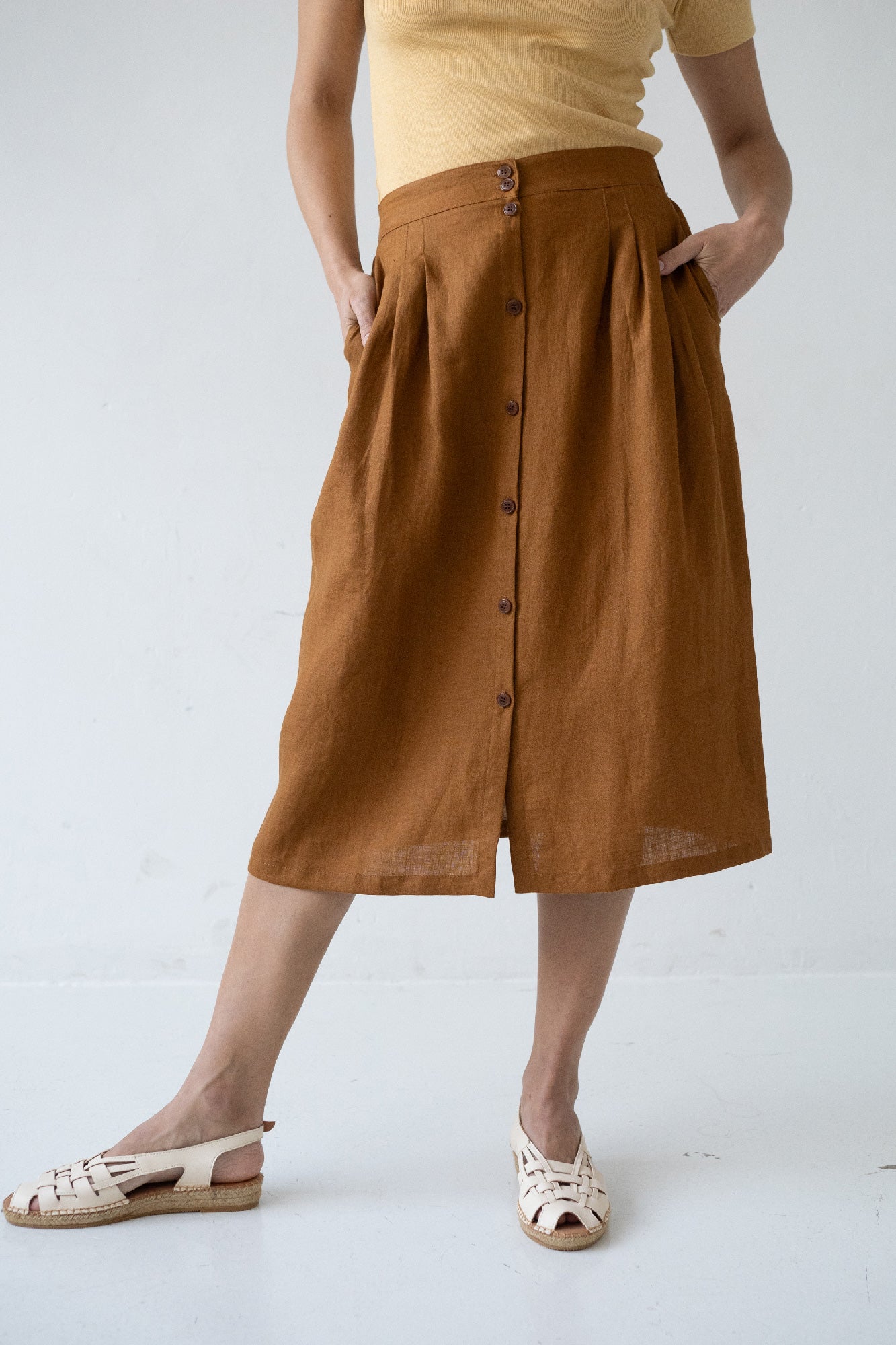 Bernadette Linen Skirt Terracotta