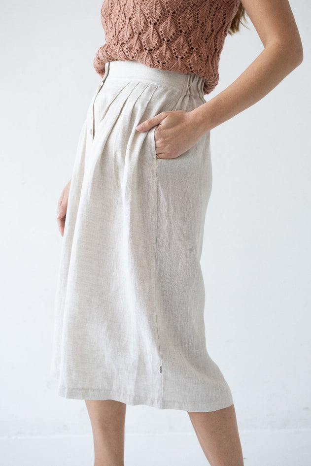Bernadette Linen Skirt Beige