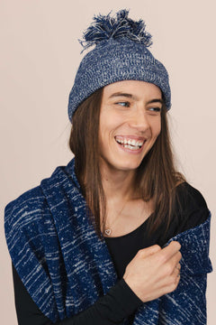 The Hemp Wool Bobble Beanie  Blue