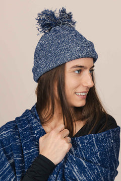 The Hemp Wool Bobble Beanie  Blue