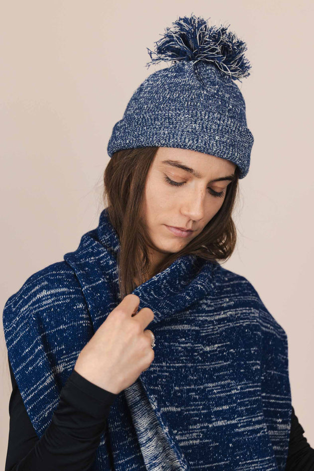 The Hemp Wool Bobble Beanie  Blue