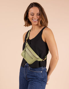 Beck's Bum Bag Classic Leather Tea Green