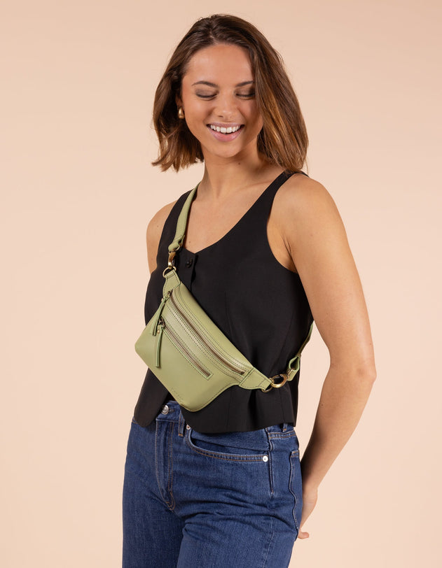Beck's Bum Bag Classic Leather Tea Green