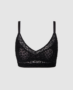 Mesh Support Bra Black Leopard