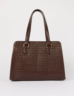 Blair Bag Chocolate Croco Print Leather