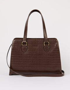 Blair Bag Chocolate Croco Print Leather