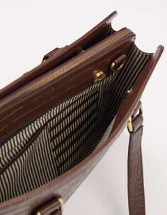 Blair Bag Chocolate Croco Print Leather