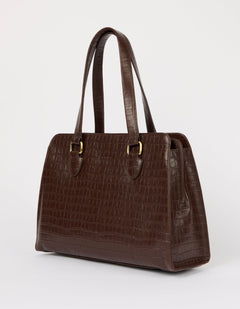 Blair Bag Chocolate Croco Print Leather