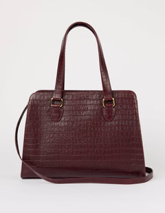 Blair Bag Dark Cherry Croco Print Leather