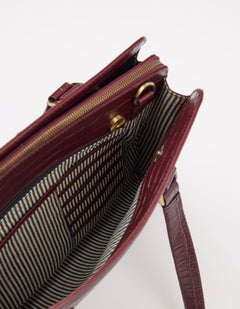 Blair Bag Dark Cherry Croco Print Leather