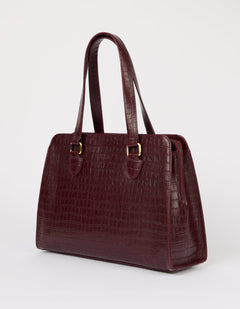Blair Bag Dark Cherry Croco Print Leather