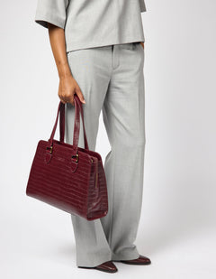 Blair Bag Dark Cherry Croco Print Leather