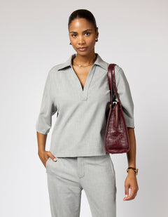 Blair Bag Dark Cherry Croco Print Leather