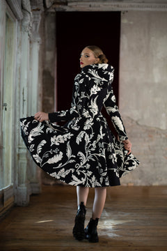 Fit and Flare Raincoat with Full Circle Hem Blooming Night
