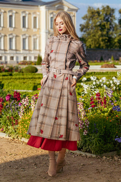Double Breasted Coat with Front Pleats Blush of the Crown Beige