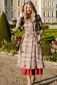 Double Breasted Coat with Front Pleats Blush of the Crown Beige