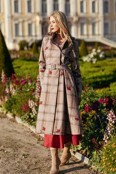 Double Breasted Coat with Front Pleats Blush of the Crown Beige