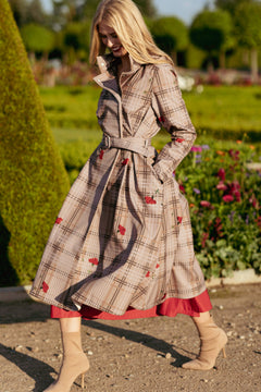 Double Breasted Coat with Front Pleats Blush of the Crown Beige