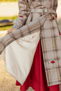 Double Breasted Coat with Front Pleats Blush of the Crown Beige