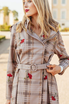 Double Breasted Coat with Front Pleats Blush of the Crown Beige