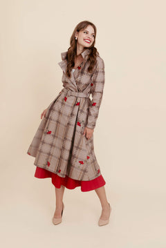 Double Breasted Coat with Front Pleats Blush of the Crown Beige