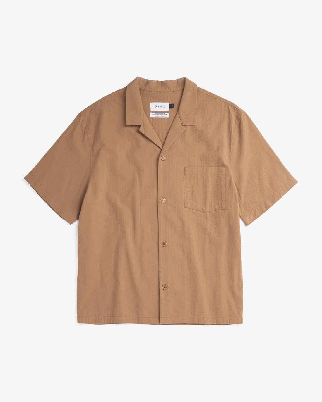Unisex Bowling Shirt Seersucker Caramel Brown