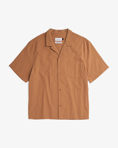 Bowling Shirt Seersucker Caramel Brown