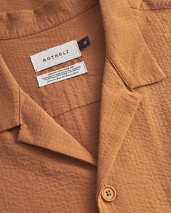 Bowling Shirt Seersucker Caramel Brown