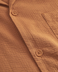 Bowling Shirt Seersucker Caramel Brown