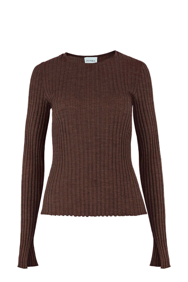 Brera Merino Long-Sleeve Top Chocolate