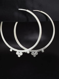 Brushed Silver Dot Hoops