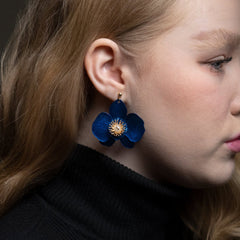 Butterfly Orchid Stud Earrings Blue
