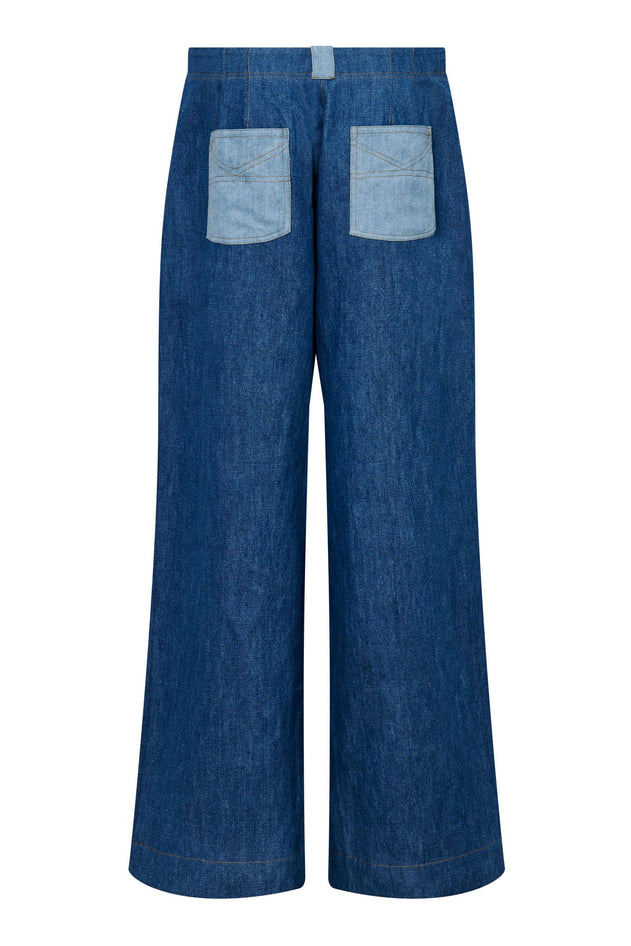 Lola Cotton Trouser Mid Wash Blue