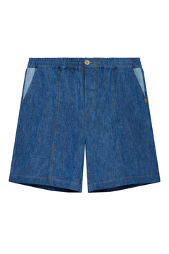 Mario Linen Shorts Patchwork Blue