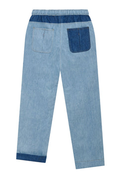 Joshua Linen Trouser Patchwork Blue