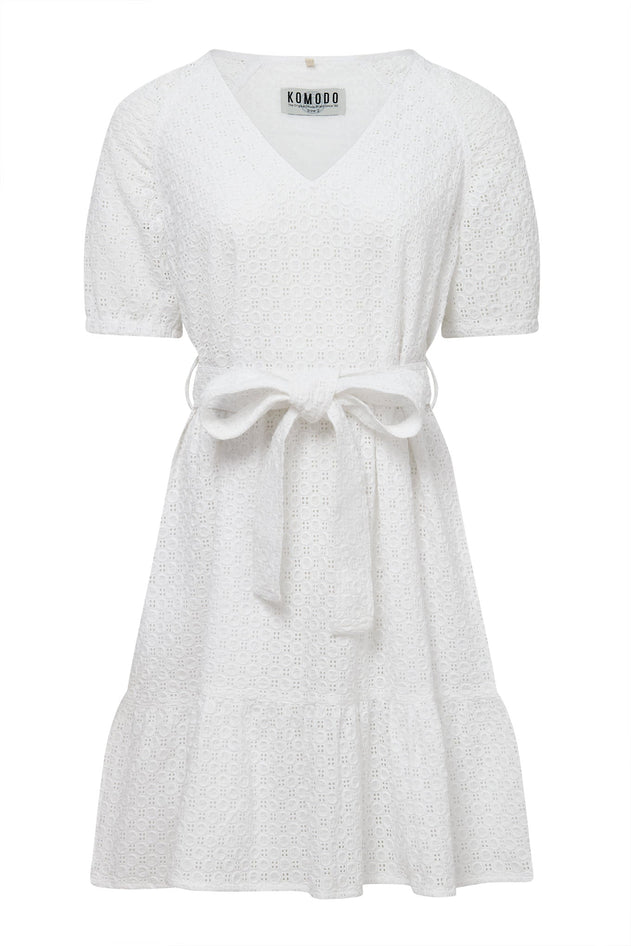 Lilia Cotton Broiderie Dress White