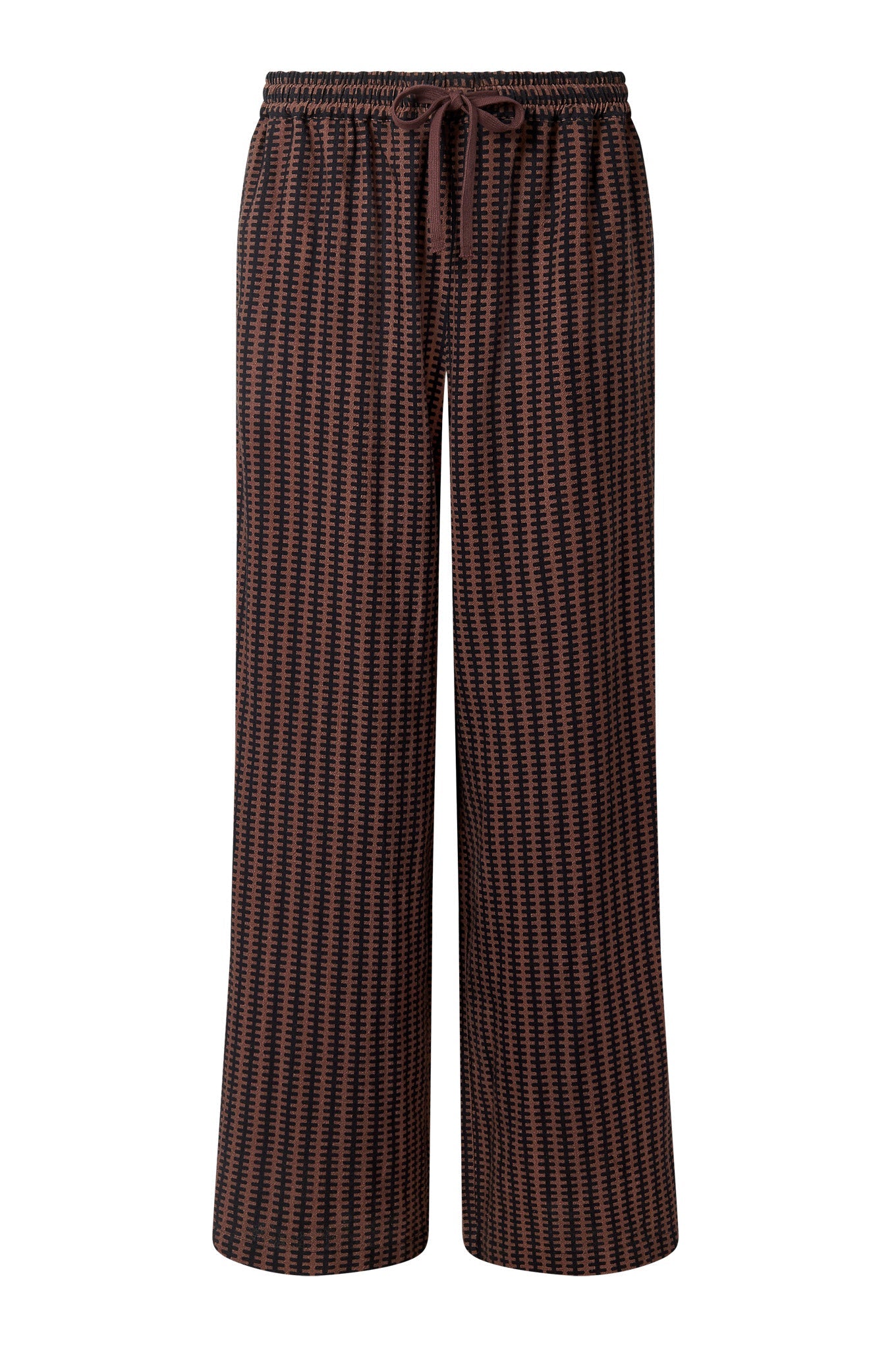 Beach Organic Cotton Print Trousers Brown Stripe