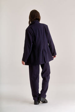 MADDIE Recycled Poly Wool Trouser - Navy