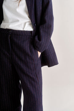 MADDIE Recycled Poly Wool Trouser - Navy