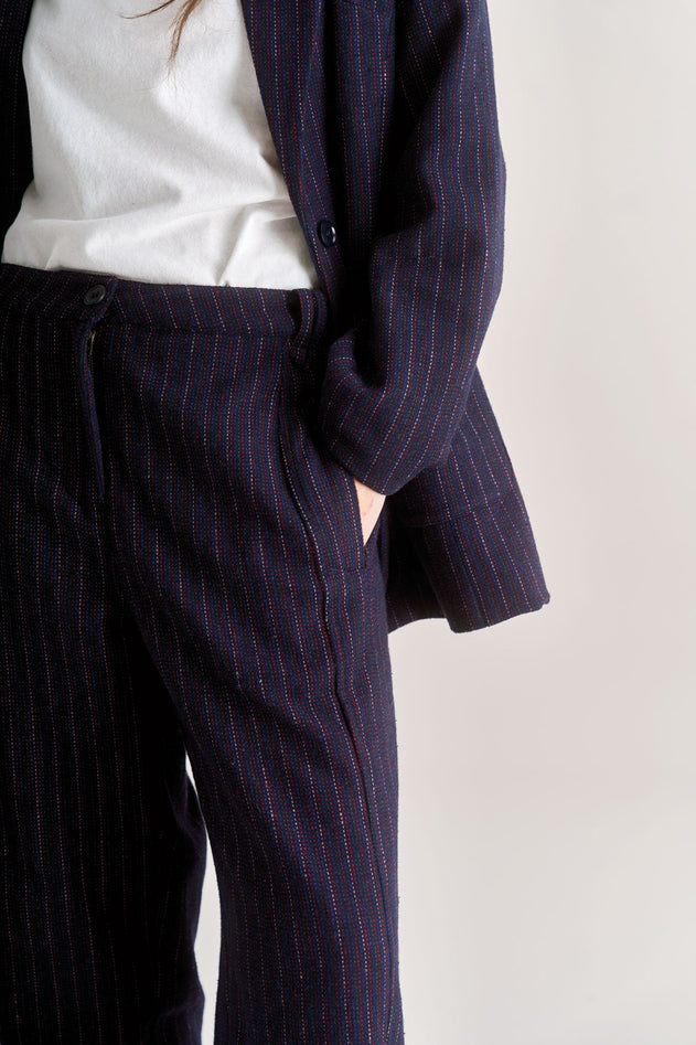 MADDIE Recycled Poly Wool Trouser - Navy