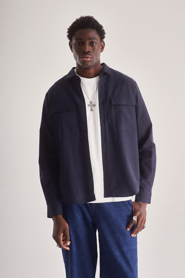 ARC Cotton Tencel Blend Shirt - Navy