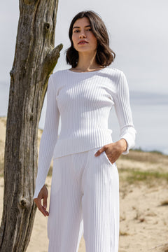 Brera Ribbed Long-Sleeve Top White