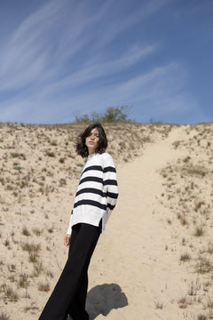 Marina Striped Merino Jumper White