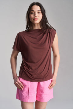 Cate Modal Jersey Top Chocolate