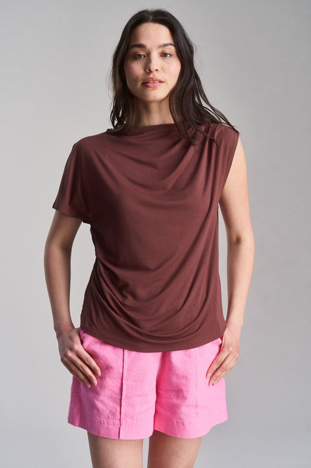 Cate Modal Jersey Top Chocolate