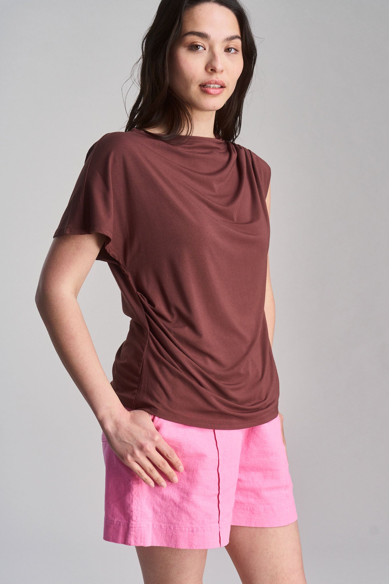 Cate Modal Jersey Top Chocolate